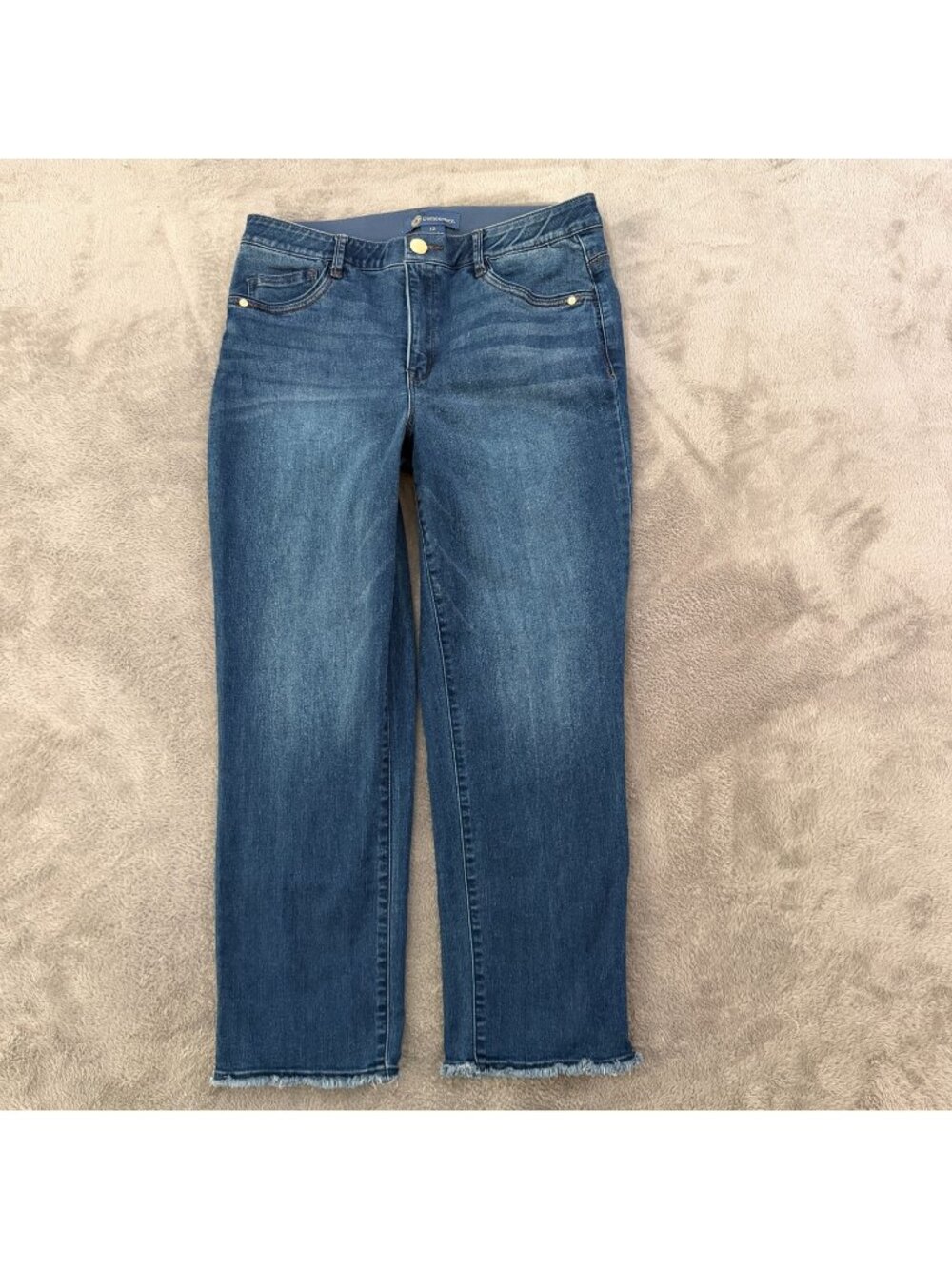 Democracy Ab Solution Jeans Womens size 12 Straight Leg Raw Hem Dark Wash